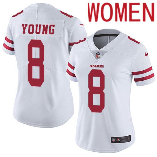 Women San Francisco 49ers 8 Steve Young Nike White Vapor Limited NFL Jersey